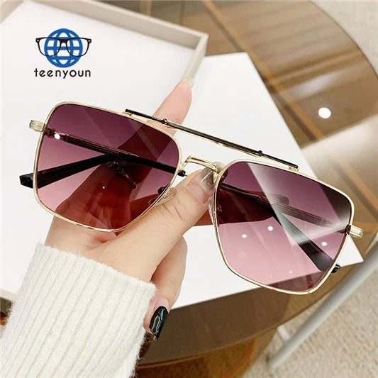 Teenyoun 2024 Personality Double Beam Metal Toad Sunglasses for Men Sunscreen Riding Driving Sunglasses With Price Wholesale