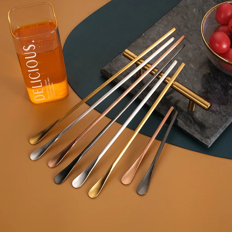 304 Stainless Steel Long Handle Stirring Spoon Coffee Tea Ice Spoon Bar Tableware Fashion Kitchen Tool Seasoning Mixing Desse