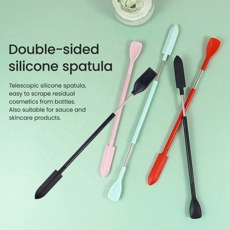 Custom Design Eco-Friendly Foldable Portable Multi-Use Silicone Telescopic Spatula Scooping Spoon Oil Brush Set Cooking Cosme