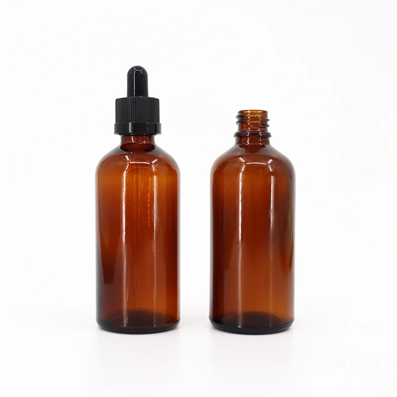 Transparent Amber Glass Dropper Body Essential Oil Bottles 100ml Brown Skincare Essence Bottle Glass Serum Hair Oil Bottle