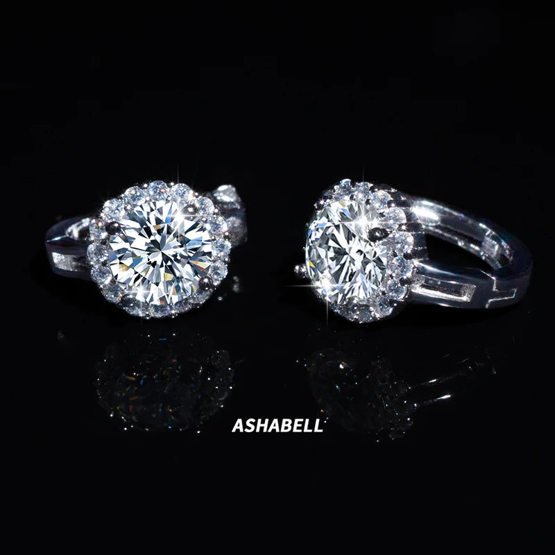 S925 Silver Earrings 1CT Moissanite Diamond Simple Temperament Sunflower Moissanite Wedding Earrings for Women