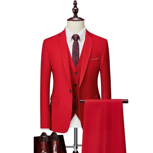 EUR US Size XS-3XL (Jackets+Vest+Pants)casual Men's High Quality Business Blazers/best Wedding Groom's Three-piece Suit  Tuxe