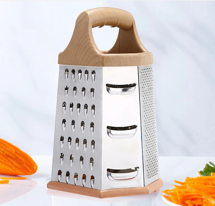 Stainless Steel Six-sided Grater Multi-function Shredder Kitchen Wire Cutter Slicer Ginger Potato Peeler Vegetable Fruit Tool