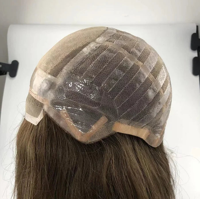 Hand Tied Brazilian Human Hair Lace in Front Anti-slip Soft Silicone Medical Wigs for Alopecia Patients Ready for Shipping