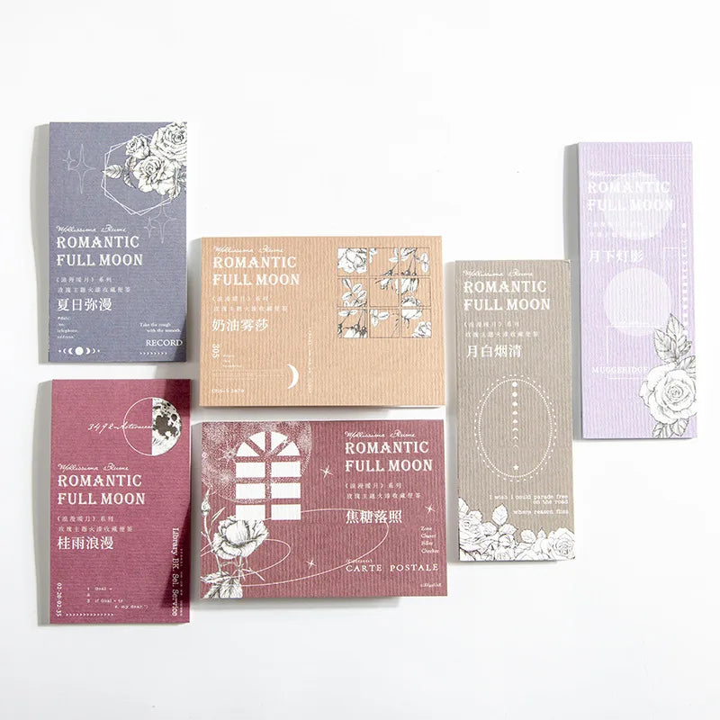 20 Pieces/Pack Note Romantic Warm MOON Series Light Retro Creative Collage DIY Notebook Material Paper 6 Models