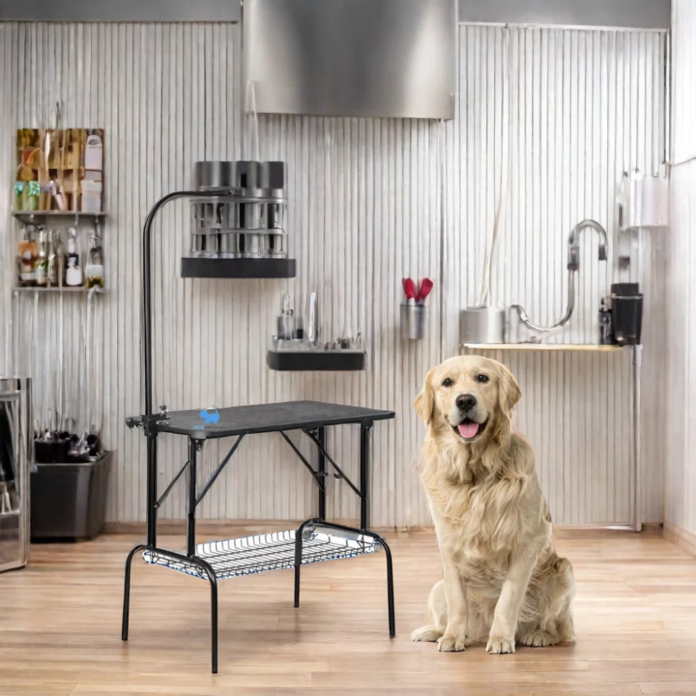 Large Foldable Stainless Steel Pet Grooming Table Height Adjustable for Dogs and Cats Sustainable Scissors Style for Salons