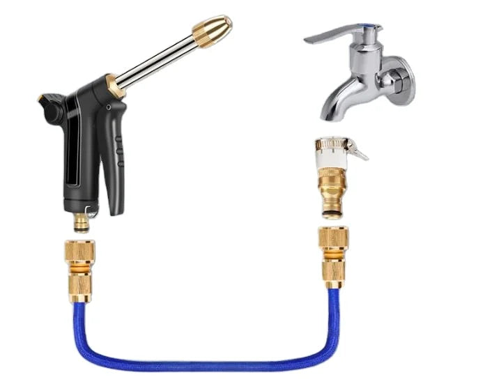 New Product Hot Selling Metal-Coated Long Pole Car Wash Water Spray Gun with Nozzles High Pressure Variable Flow Control