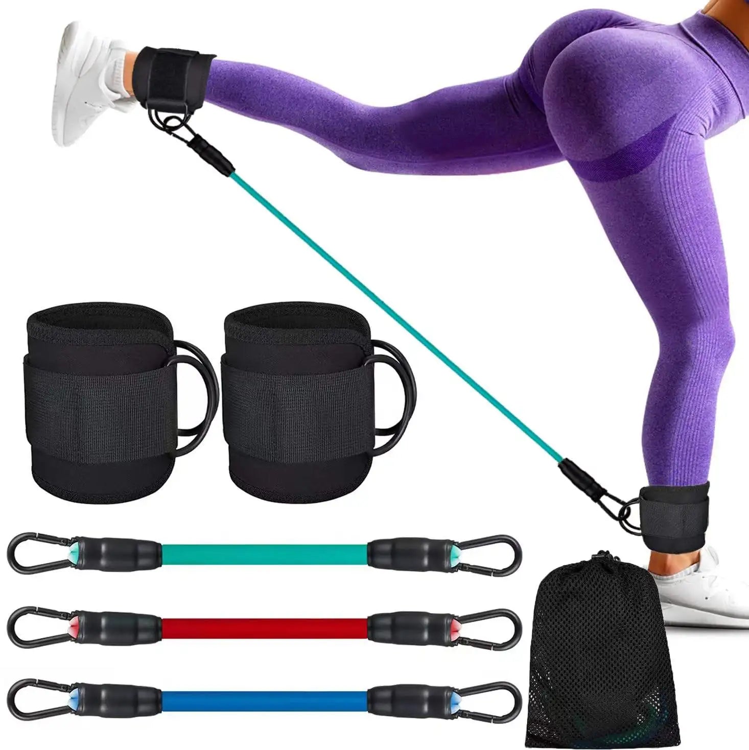 NJ New and Ankle Strap Set for Training Speed and Agility Training Tool Gym Home Latex Resistance Tube Band