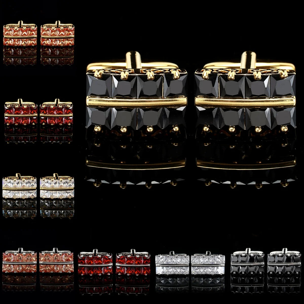 Unisex Crystal Zircon Cufflinks for Engagement Gift Party-Creative Suit Shirt Accessories