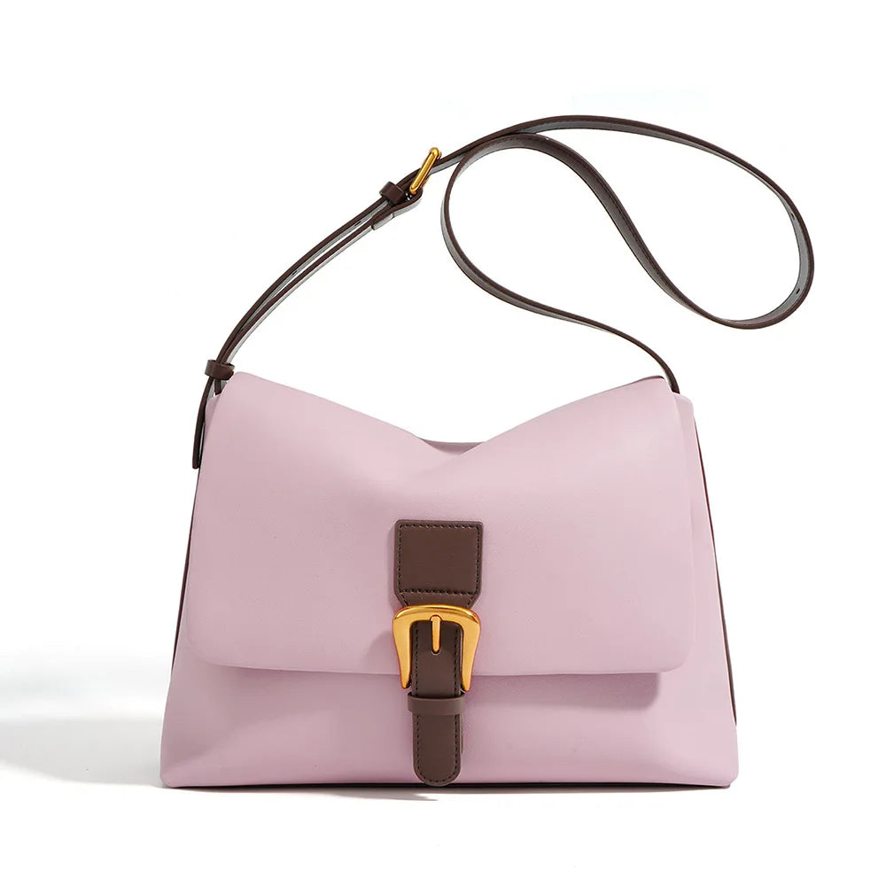 Vintage Genuine Leather Messenger Bag Classic French Style Flap Retro Cowhide Shoulder Purse for Women Custom Logo Low MOQ