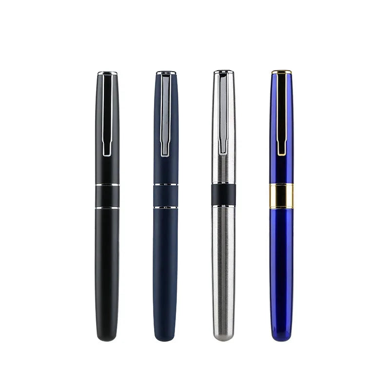 Personalized Elegant Business Signature Gift Pens Matte Frosted Sand Polish Finish Silver Blue Black Metal Roller Pen With Lo