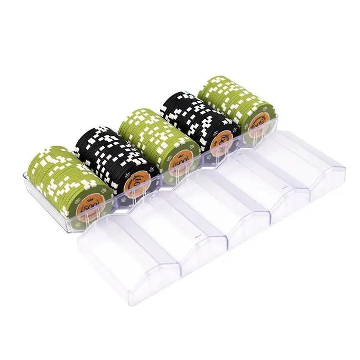 YH 100 Pieces Matte 40mm Plastic Poker Chip Tray With Cover for Casino