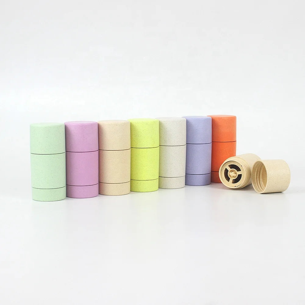 Eco-Friendly 30ml Biodegradable Wheat Straw Container for Antiperspirant Deodorant & Shampoo Stick Tube Colorful Bottle Packi