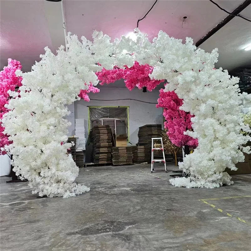 SZ04-14 Wholesale Artificial Arch Flower White Flower Arch Frame Cherry Blossom C Shape Wedding Arch Decorations Flower