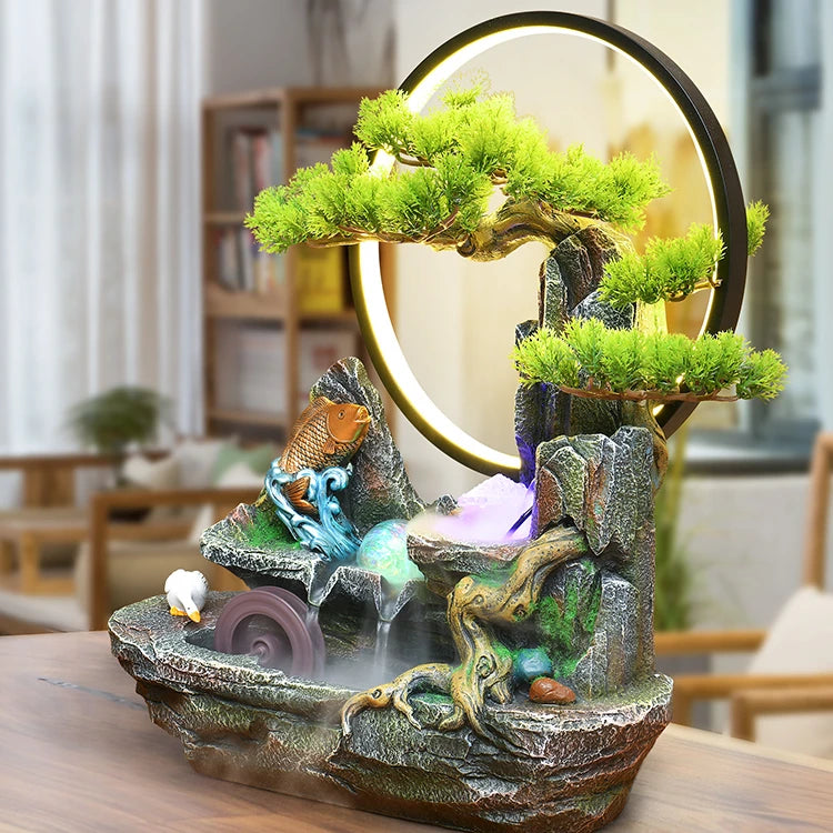 Feng Shui Desktop Decoration Flowing Water Ornaments Circulating Water Rockery TV  Cabinet Living Room Fountain Fish Tank