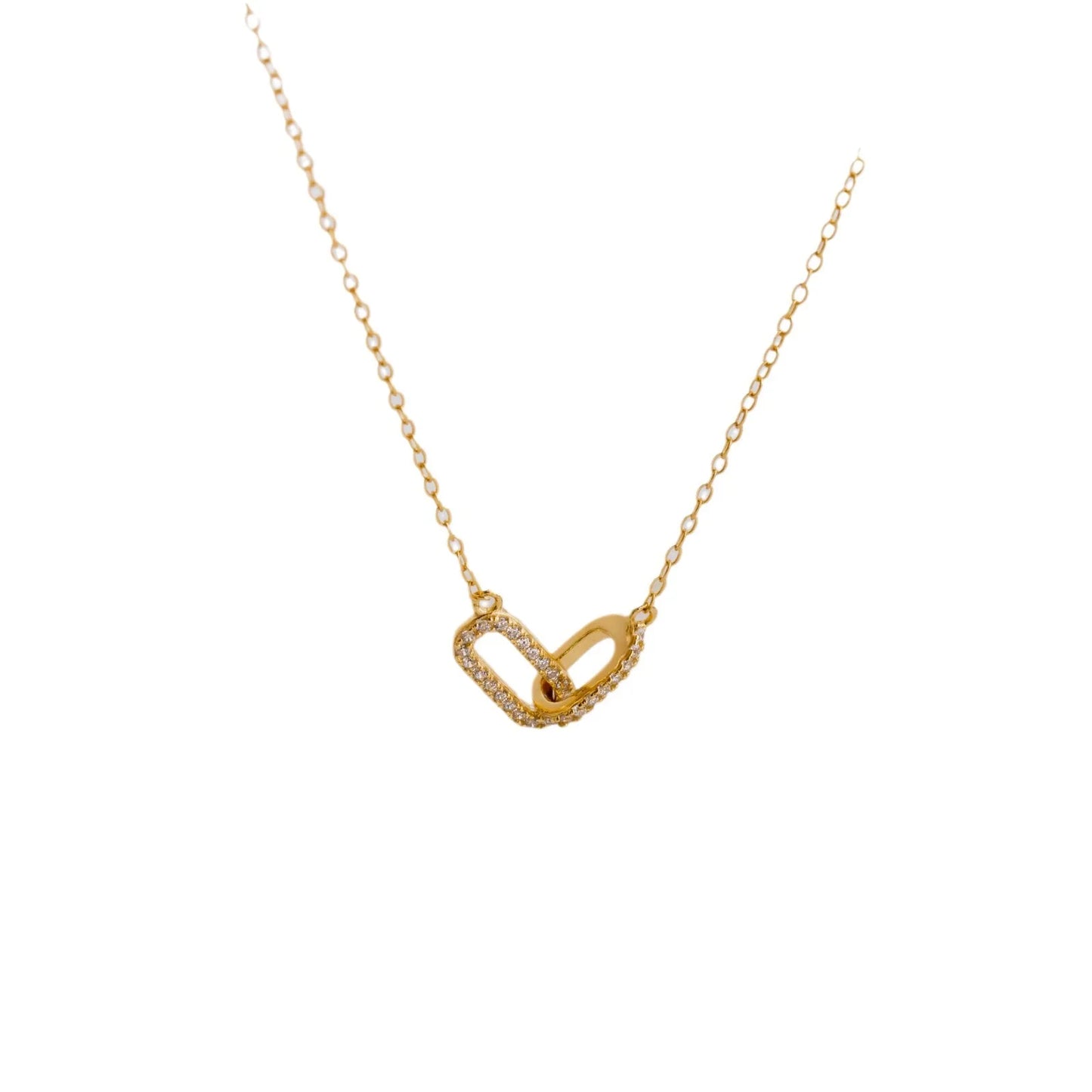 Yiwu DAICY 14k Gold Plated Paper Clip Pendant Necklace with Diamond Infinity Necklace Fine Jewelry Women for Girl Gift