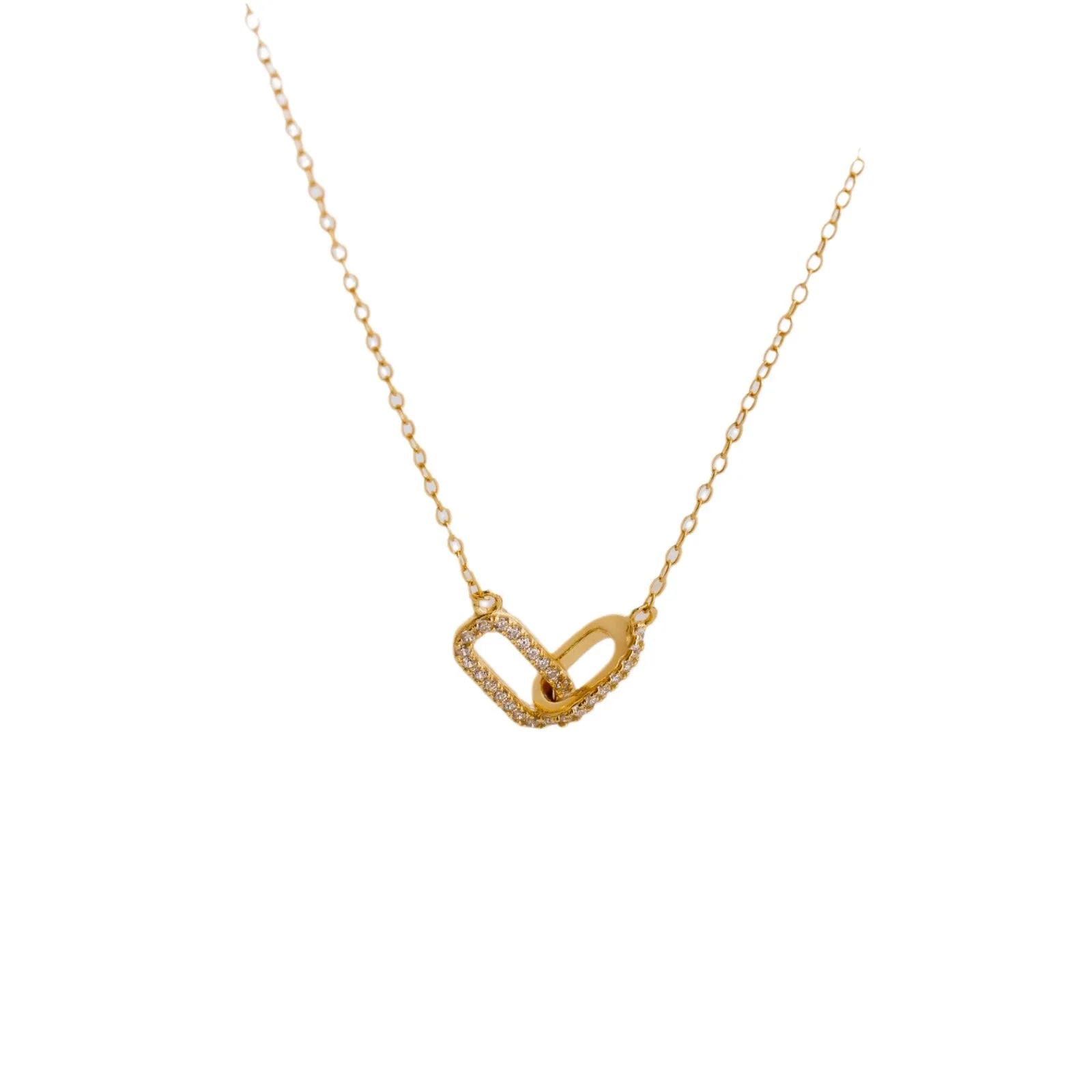 Yiwu DAICY 14k Gold Plated Paper Clip Pendant Necklace with Diamond Infinity Necklace Fine Jewelry Women for Girl Gift