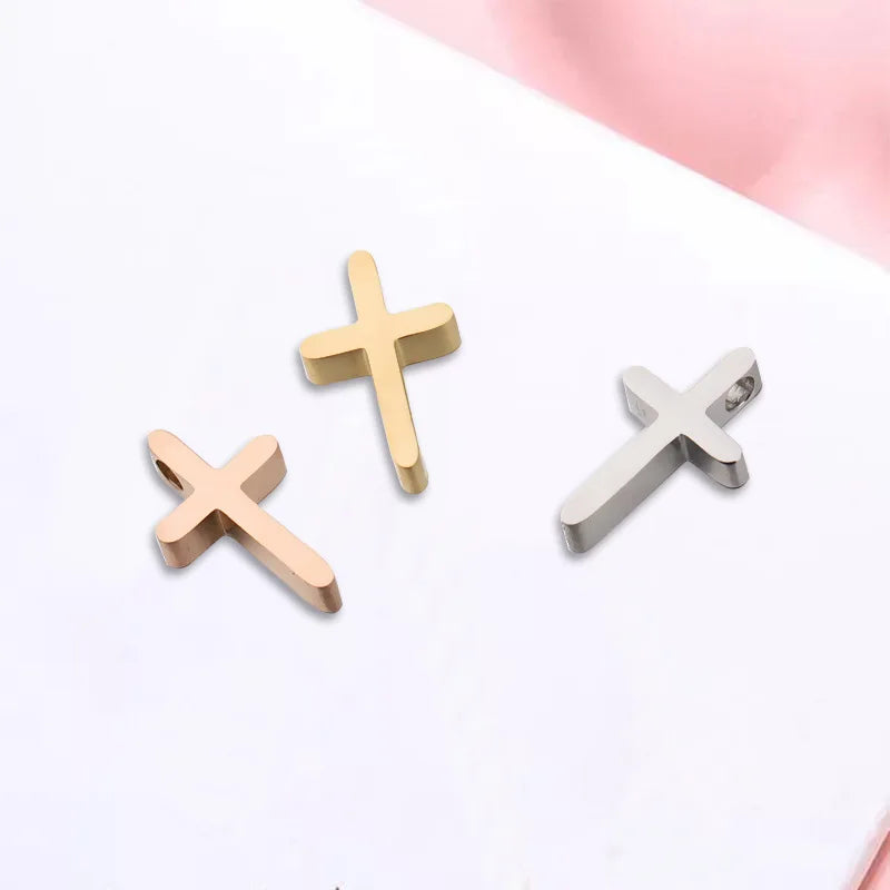 Wholesale Beaded Cross Pendant for Jewelry Making 10*13MM Gold Rose Tiny Cross Charms Accessories DIY Necklace and Bracelet