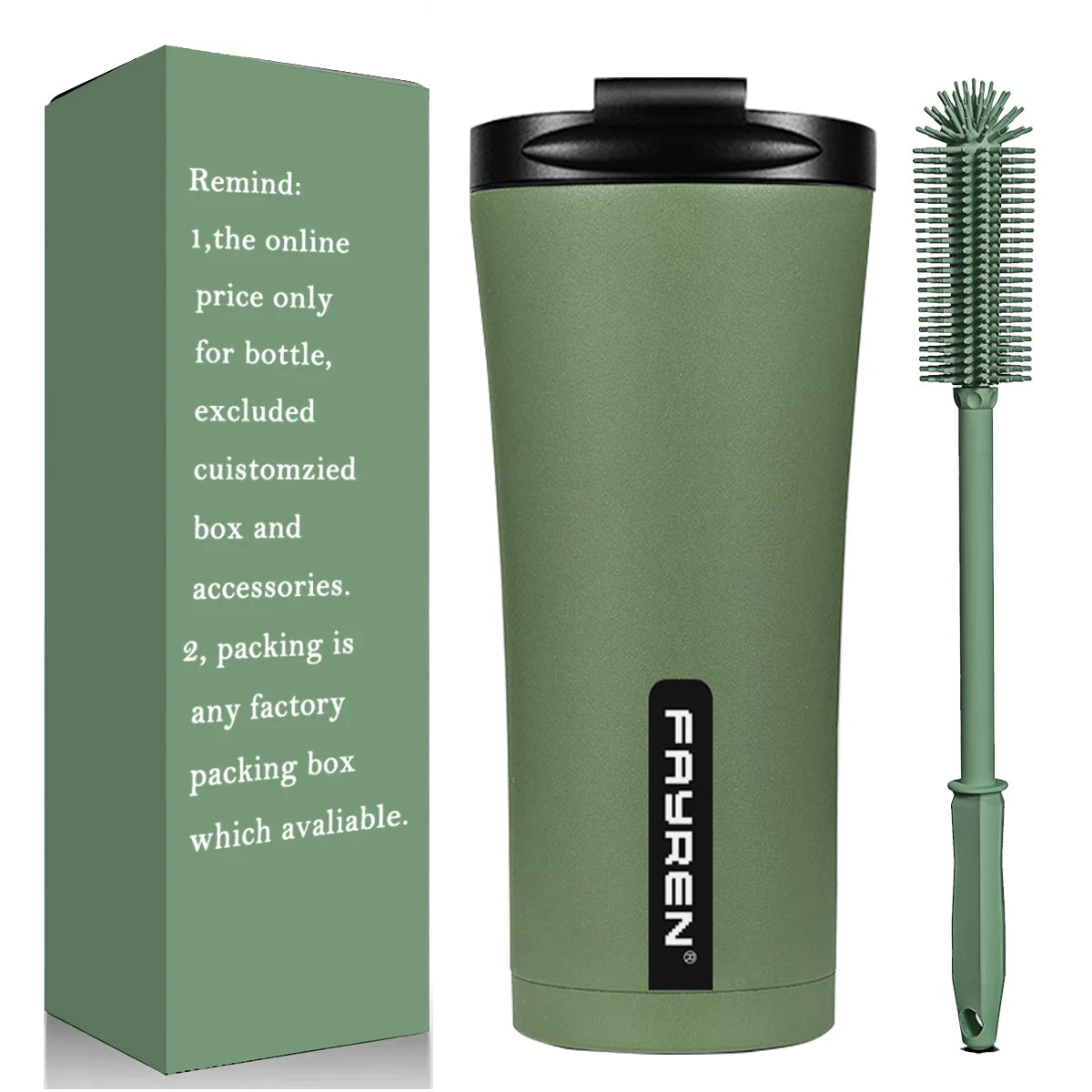 FAYREN Custom logo 450ml Powder Coated Stainless Steel Tumbler Vacuum Insulated Car Tumbler