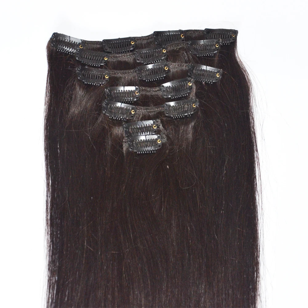 EMEDA Stock Natural Seamless Clip in Hair Extension Weft Hair Extensions for Black Women 8inch 120g