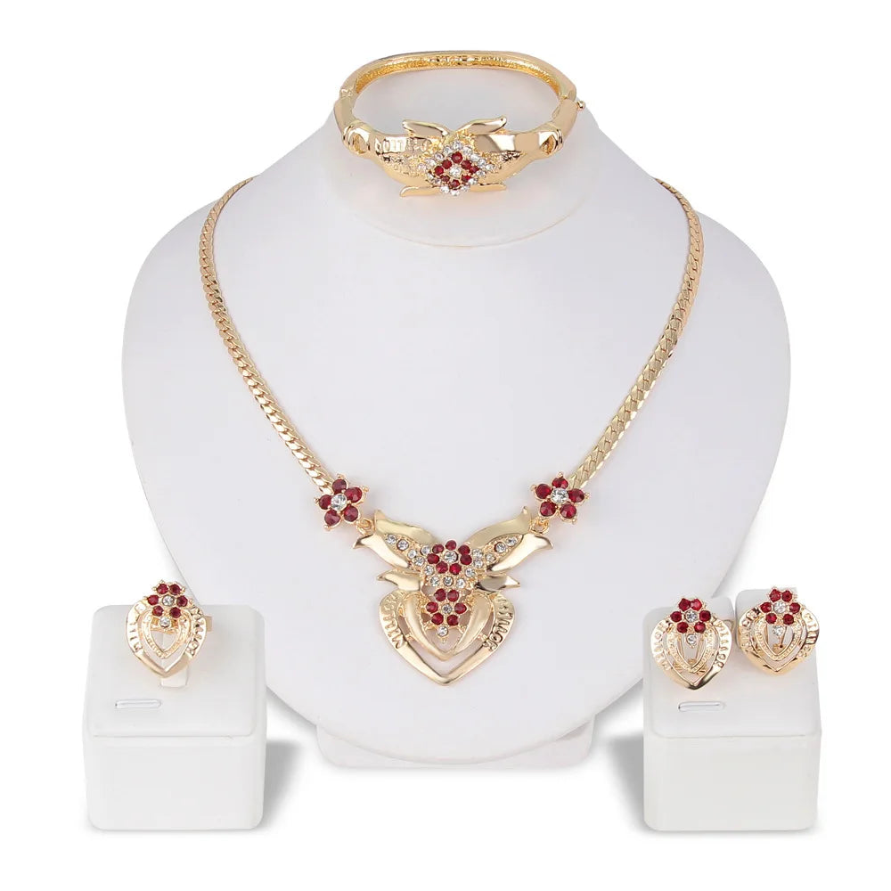 Gothic Hip Pop Zircon Charm Pendant Necklace/Earrings/Bracelet Indian Fashion GOLD Women Vintage Jewelry Sets