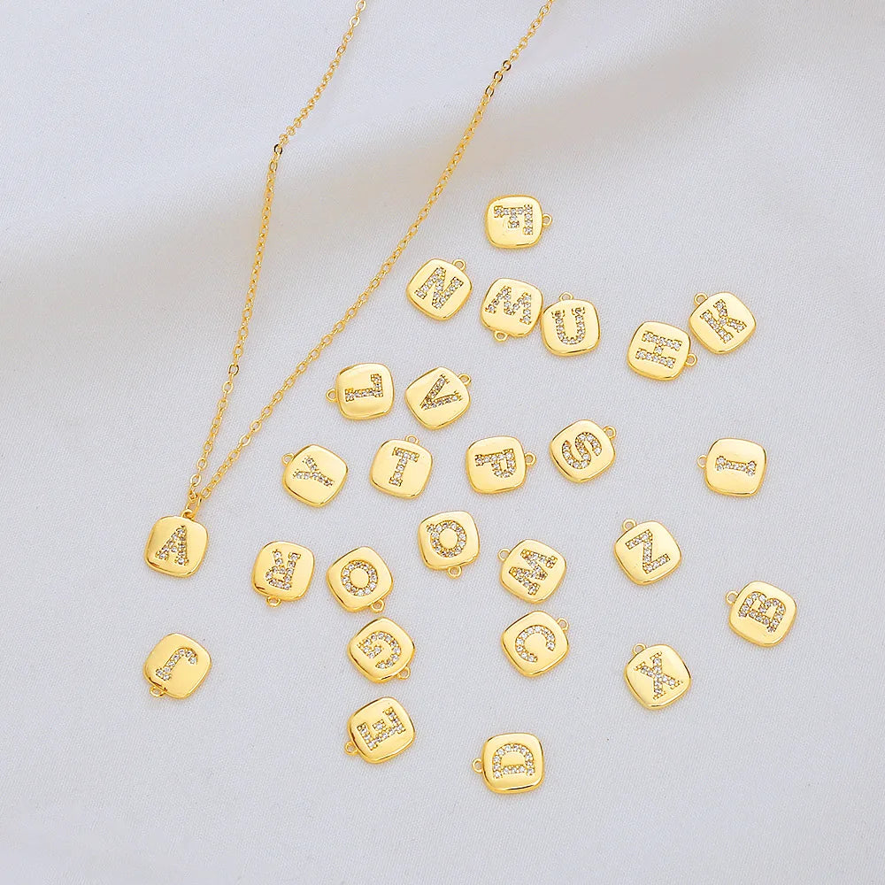 Hot Sale Copper 26 Alphabet English Letters Charms Pendantfor Bracelets Necklace Jewelry Making Craft DIY