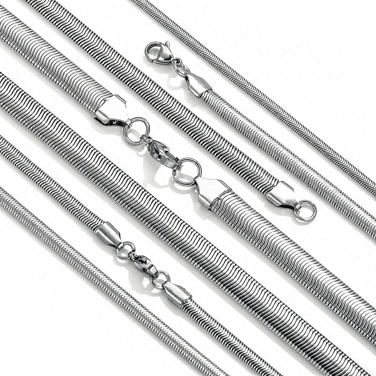 Stainless Steel Flat Snake Chain Necklace for Men Women Hip-hop Jewelry