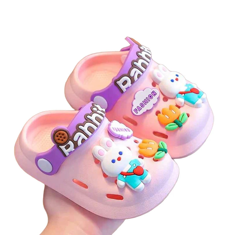 Wholesale Summer Non-slip Outdoor Cartoon Soft Bottom Bun Head Children Kids Slippers Shoes PC Material Multi-Use