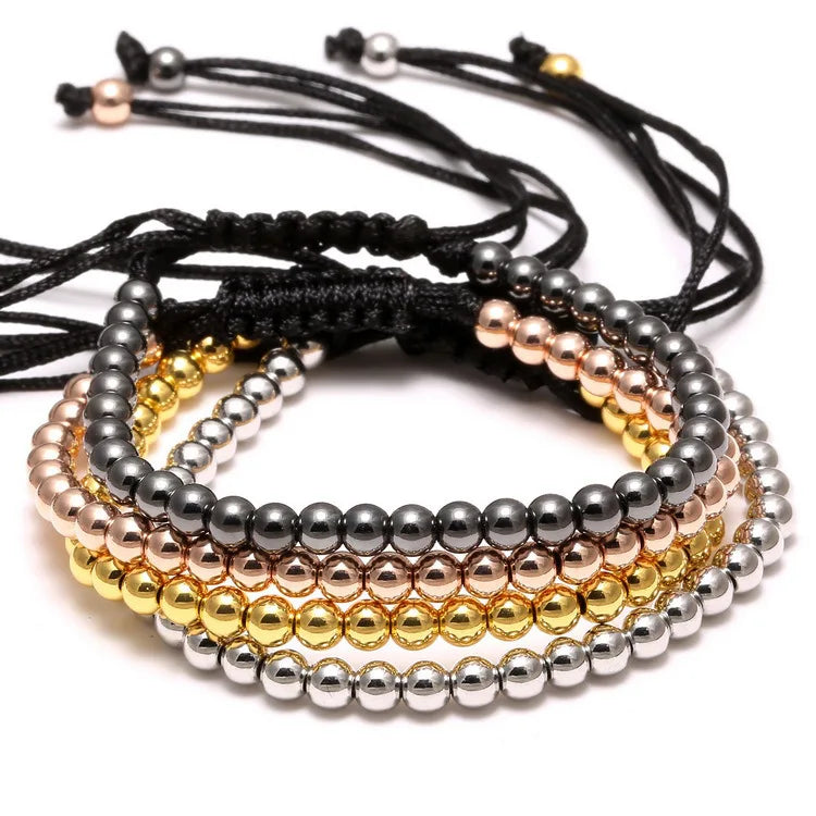 Men's and Women's Woven Copper Bead Bracelet with Non Fading Color 4mm Beaded Accessories Fashion Jewelry Bracelets & Bangles