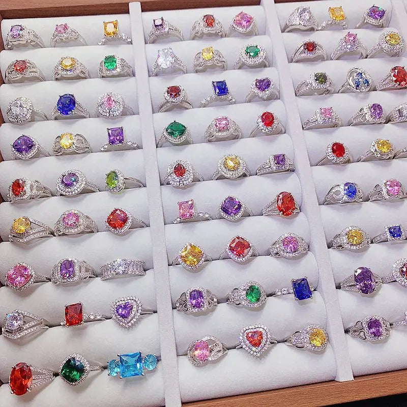 European American Style Luxury Fine Jewelry Rings Personalized Gold-plated Colorful Zircon Rings Fashion Design Rings for Gir