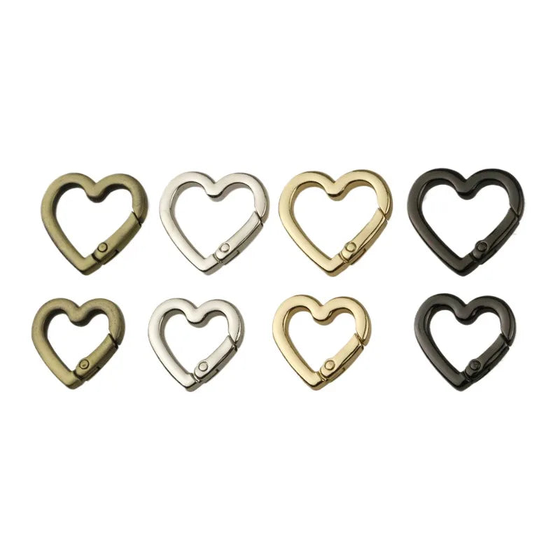 Trendy Luxury Classic Professional Zinc Alloy Open Heart Shaped Spring Ring Charm Connecting Buckle Handbag Luggage Accessori