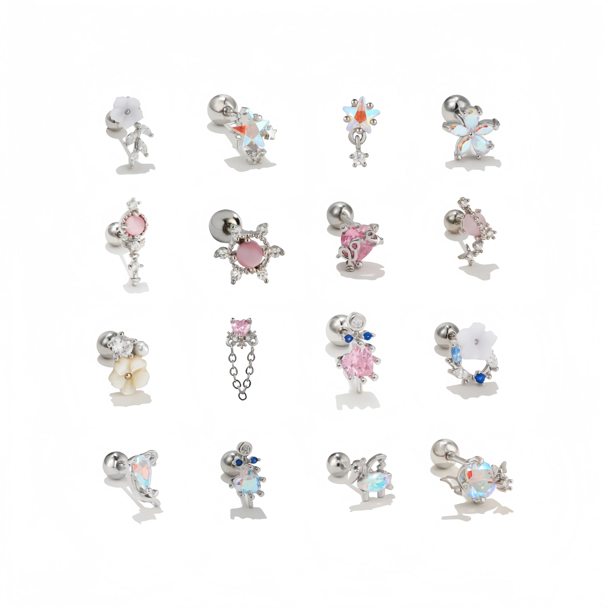 ZUOLA Wholesale Simple  Flower Ear Studs Zircon Earrings Women's Silver Plated Brass Small Cute Fashion Ear Bone Stud in Stoc