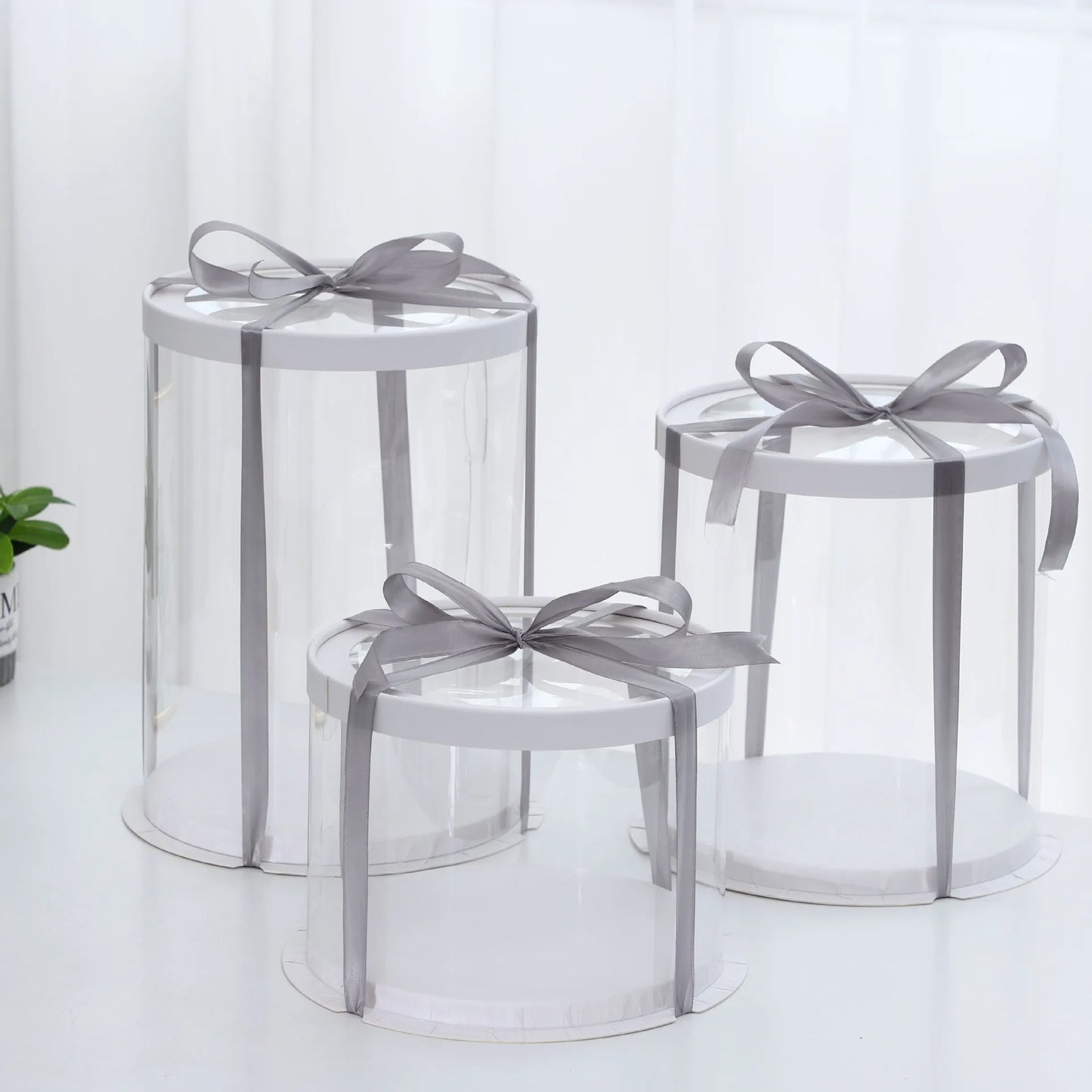 Wholesale Packaging Box Round PET Transparent 6 8 10 Inch Single Double Layer Heightened Cake Box with Window