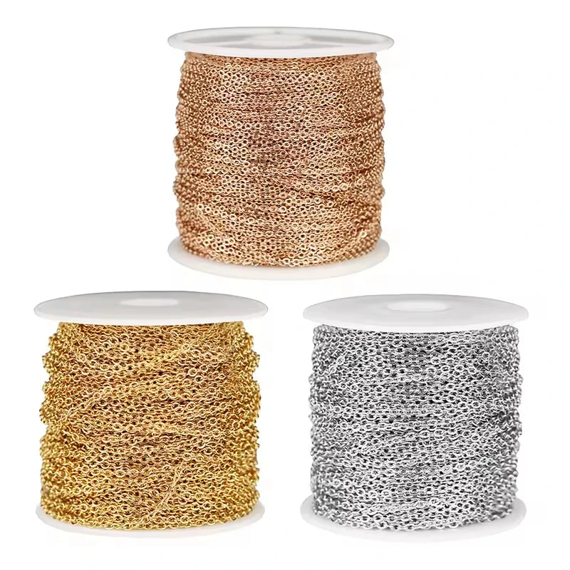 DIY Jewelry Findings Accessories 14K Gold Plated Stainless Steel Cable Chain Roll for Jewelry Making