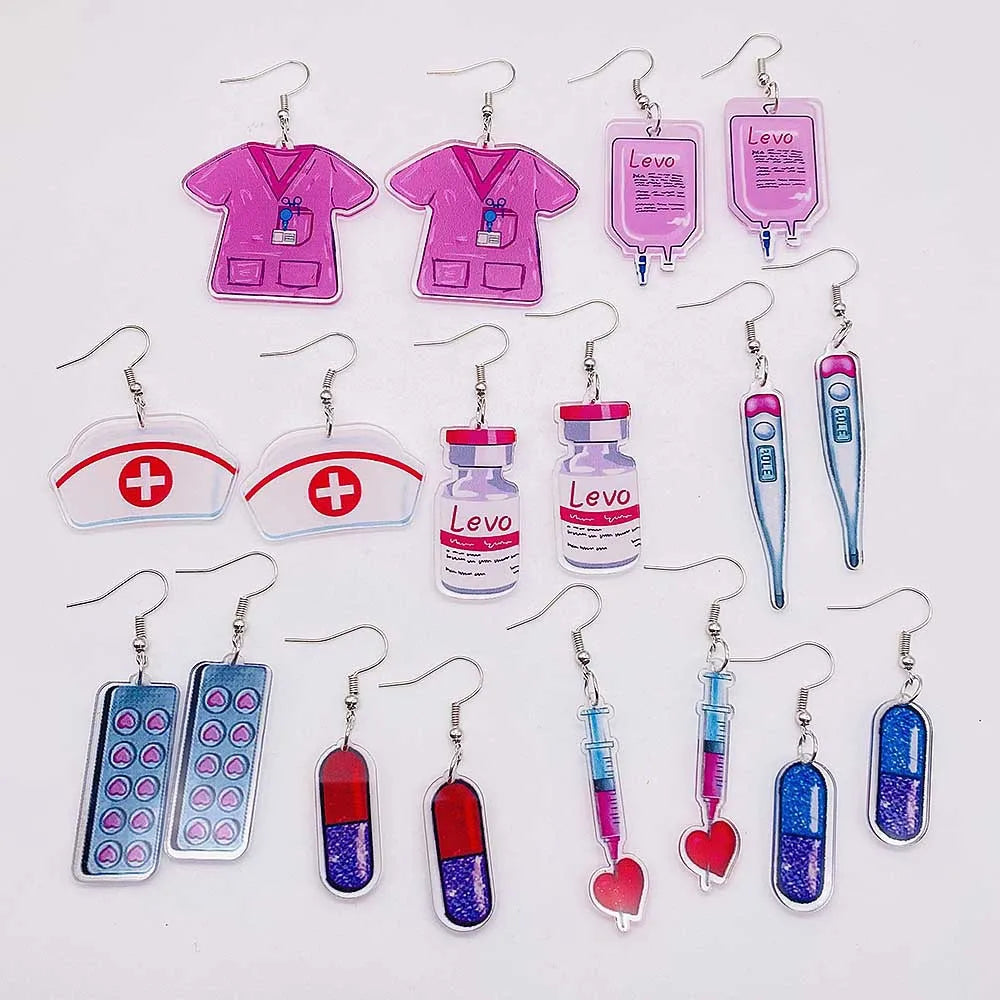 2024 Cute Nurses' Day Earrings Medical Shape Acrylic Earrings for Gift