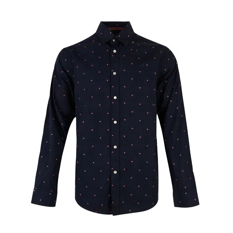 New Arrival Poplin Cotton Printed Button up Wholesale Black Formal Shirts for Men