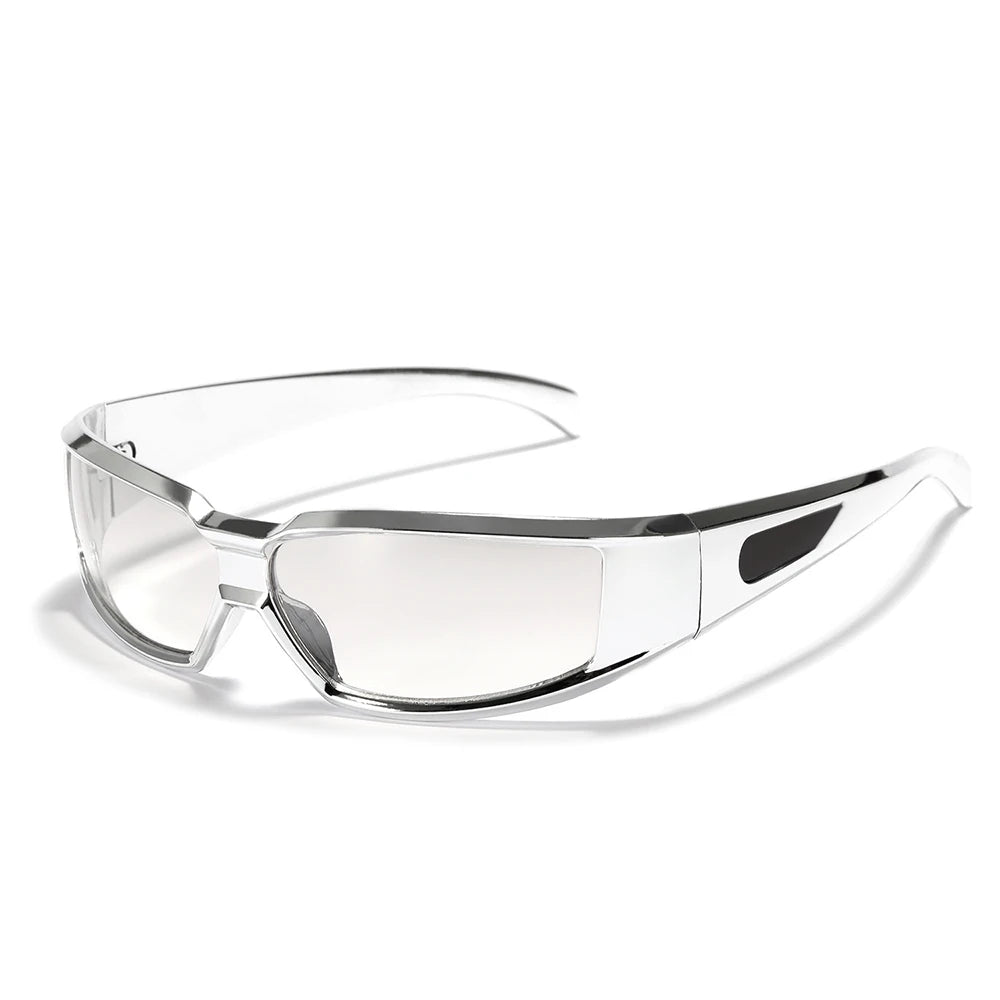 STORY W193 Fashion Y2K Futuristic Silver Rectangle Sunglasses Women Men 2023 Brand Trend Mercury Mirror Narrow Frame Sun Glas