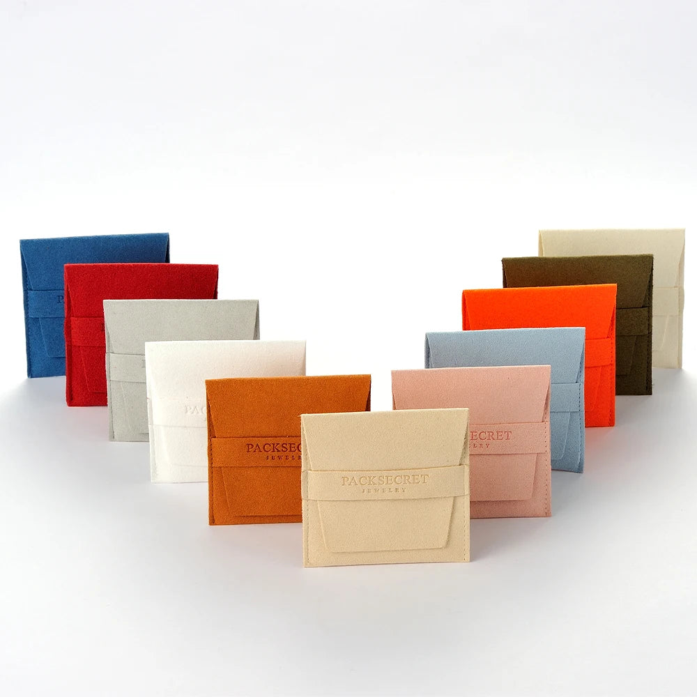 Custom Microfiber Jewelry Pouch Bag Velvet Jewelry Packaging Bag Premium Jewelry Container Personalized Flap Envelope Pouch