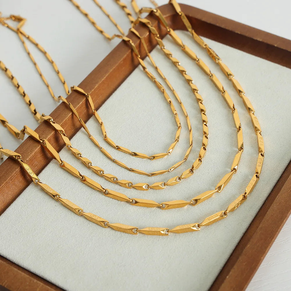 Chic Minimalist Waterproof Melon Seed Chain Mix Color Choker Necklace Non Tarnish Stainless Steel Gold Plated Necklace Jewler