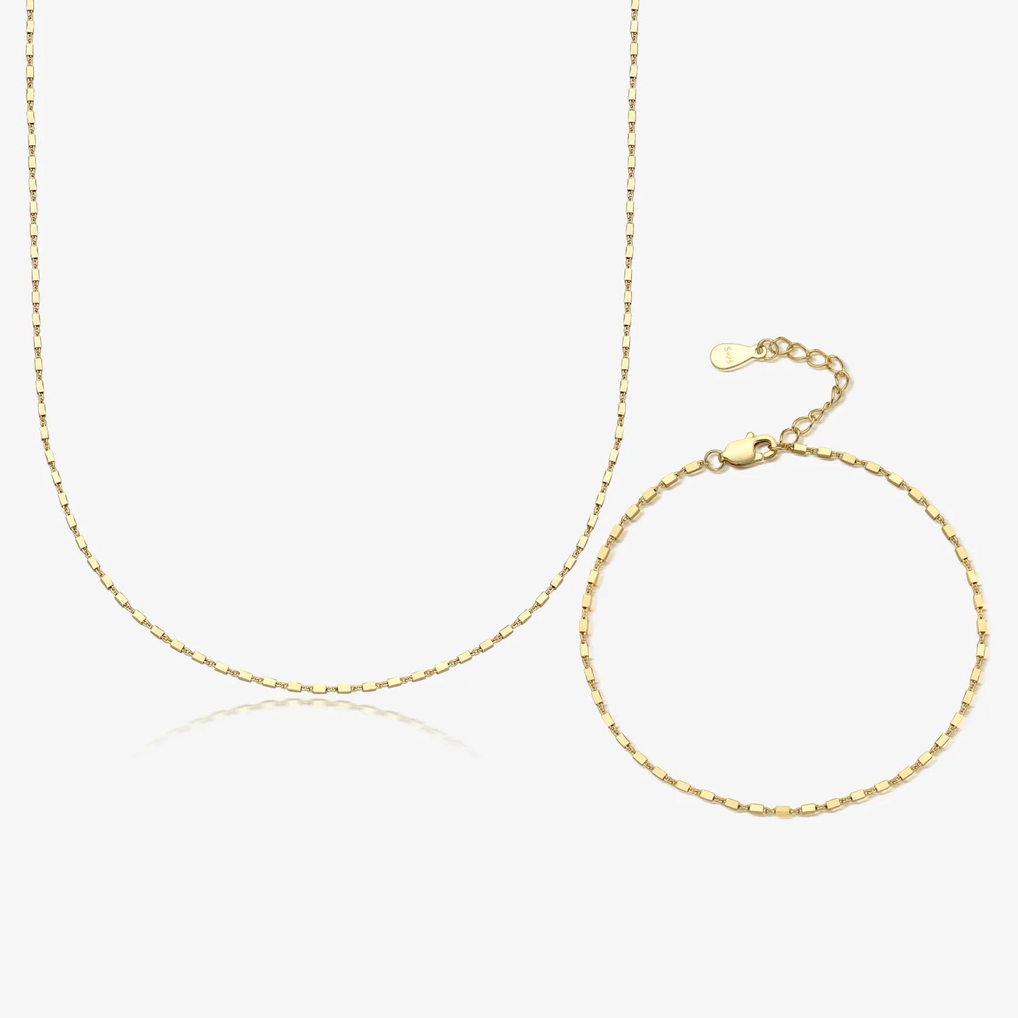 Daidan 925 Necklace Sterling Silver Trendy Women Minimalist Square Chain Gold Plated Silver Chain Necklace