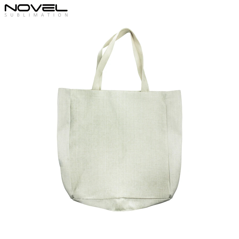 Popular Dye-Sublimation Blank Tote Bags Customized Cotton Linen Handbag Big Size Double-sides Printing Shoulder Bag Shopping 