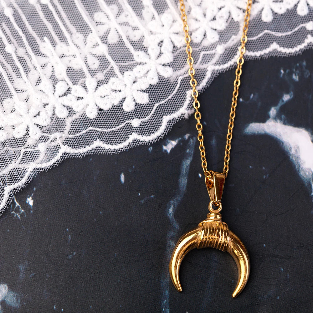 Summer Necklace Stainless Steel Escargots Crab Star Flower Pendants Necklace Angel Wing Heart Moon Charm Pendant Necklace