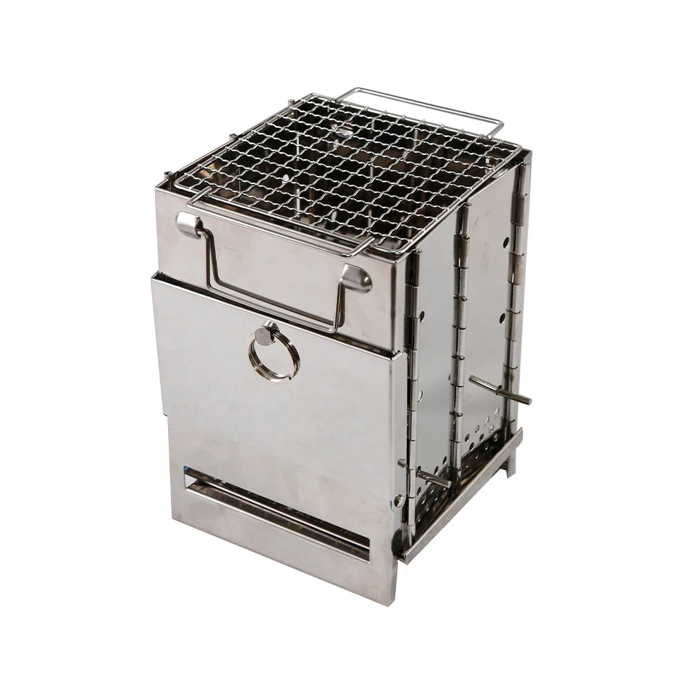Outdoor Portable Mini BBQ Grill Foldable Steel Fire Burning and Charcoal Barbecue Integrated Design