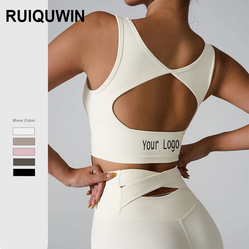 RUIQUWIN Wholesale Custom Women Sports Push up Bra Seamless Quick Dry Sports Fitness Tank Tops High Impact Sport Bra for Wome