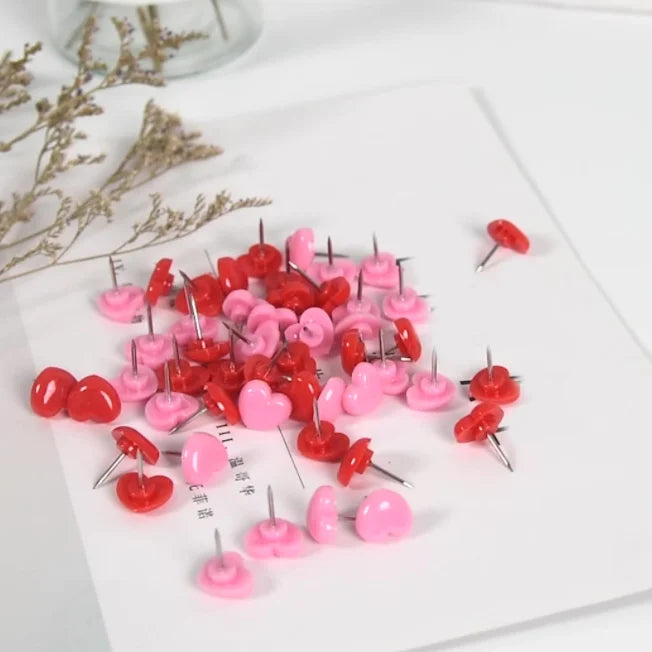 50pcs/box pink Black Heart Plastic Metal Push Pin for Lash Nail Adhesive Glue Bottle Lash Extension Supplies Nozzle Pin