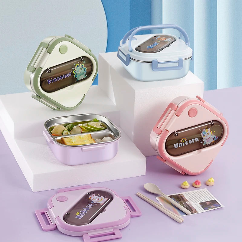 2025 Popular 4 Compartments-Style Kids Lunch Box Plastic Food Container School Lunch Box