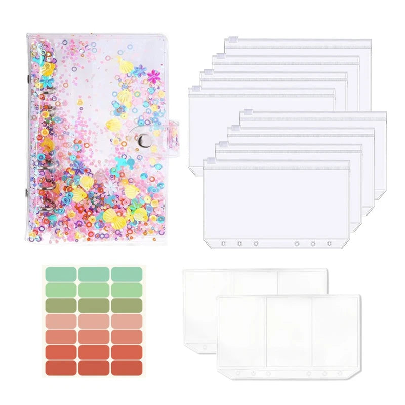 Wholesale A6 Soft Transparent PVC 6 Ring Notebook clear Budget Binder