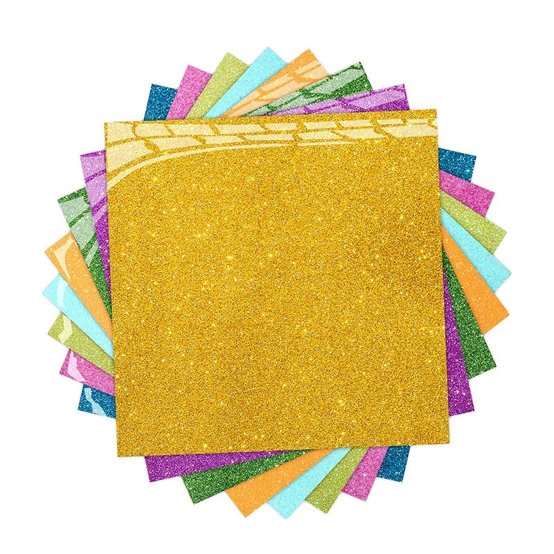 Assorted Color Glitter Foam Sheets Self-Adhesive Sticky Bling Paper Heat Transfer Clothing Sparkly Assorted Colors Self-Adhes