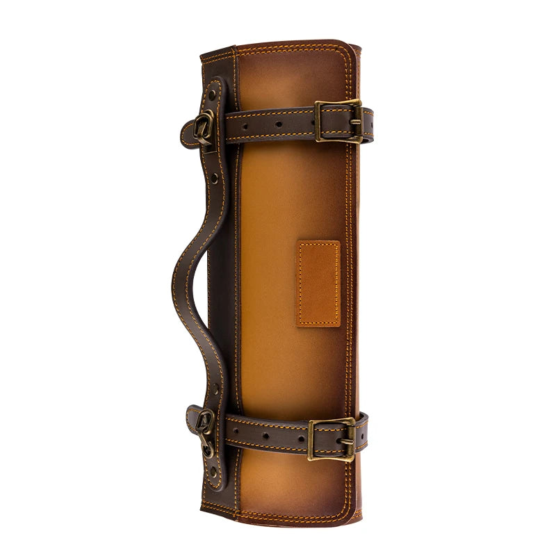 Grandsharp New Leather  Foldable Storage Pouch Kitchen Knives Bags Chef Knife Roll Bag with Exquisite Craftsmanship