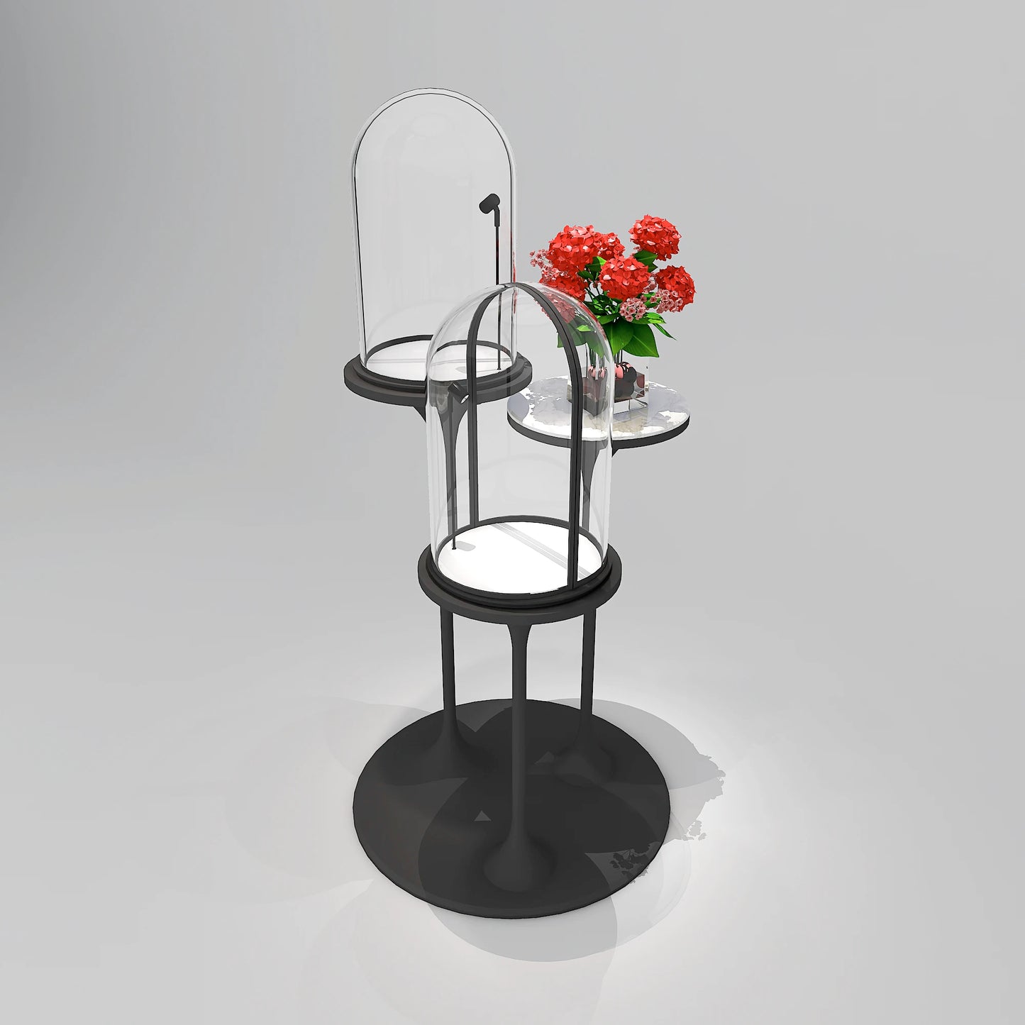 Luxury Commercial Stainless Steel Frame Glass Acrylic Vintage Display Case Custom Jewelry Showcase
